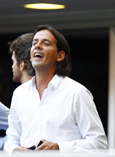 Simone Inzaghi, tecnico della Primavera della Lazio, se la ride. LaPresse